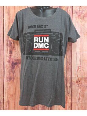 Run DMC Rock Box 12" Graphic T-Shirt Gray Recorded Live 1984 Size 4